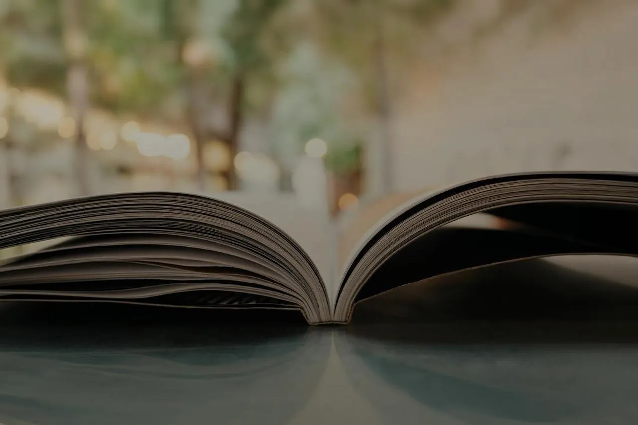 Open book on a table